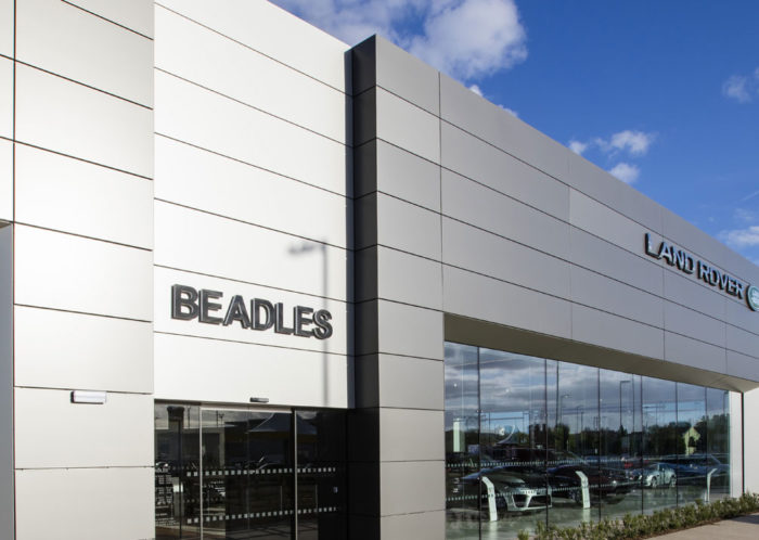 Camclad Contractors Ltd, Papworth 01223 840920 - Car Dealership Cladding - Cladding Contractor - Jaguar Land Rover Southend Cladding - Industrial Cladding