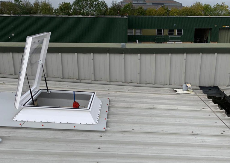 Camclad Contractors Ltd - Cladding Contractors in Cambridgeshire - Roof Access Hatch Installation - Industrial Roof Repairs